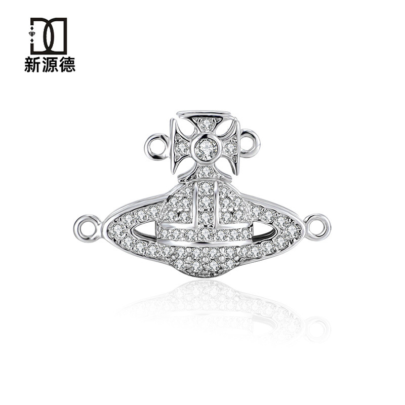 S925 スターリングシルバー土星磁気パールバックルネックレスブレスレットビーズバックルファイナルバックル DIY 空シルバーアクセサリー