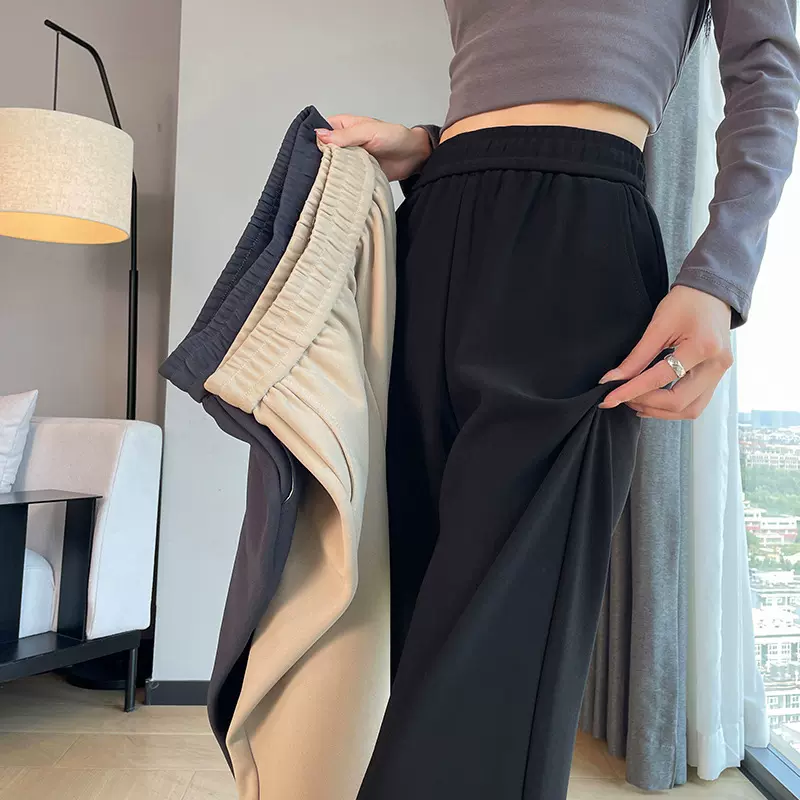 松高腰阔腿裤女2025秋季拖地直筒休闲长裤时尚百搭加绒加厚保暖裤