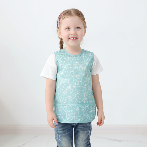 Baby vest style waterproof coverall baby sleeveless reverse wear summer washable bib for eating and painting thin and easy to care for