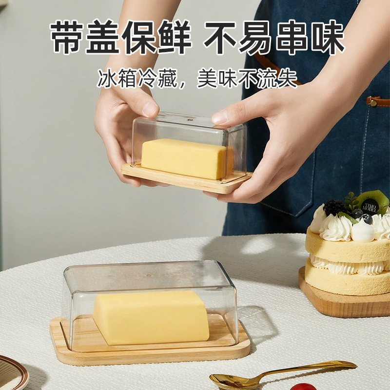 Rectangular cheese butter dish cheese box storage fresh-keeping box cake dessert bread dessert plate with cover