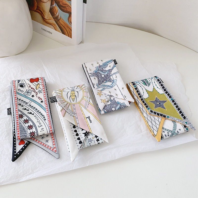 Nanfa Manor flores retro bufandas de seda flotantes arco anillo de cabello dulce chica cuerda de cabello cabeza cuerda de cabello adornos de cabello versátiles