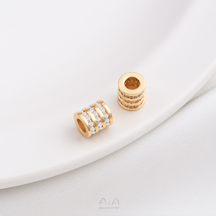 1 Piece 6.5.* 5mm 7 * 3mm 8 * 4mm Copper Zircon 14K Gold Plated Geometric Solid Color Polished Spacer Bars display picture 9