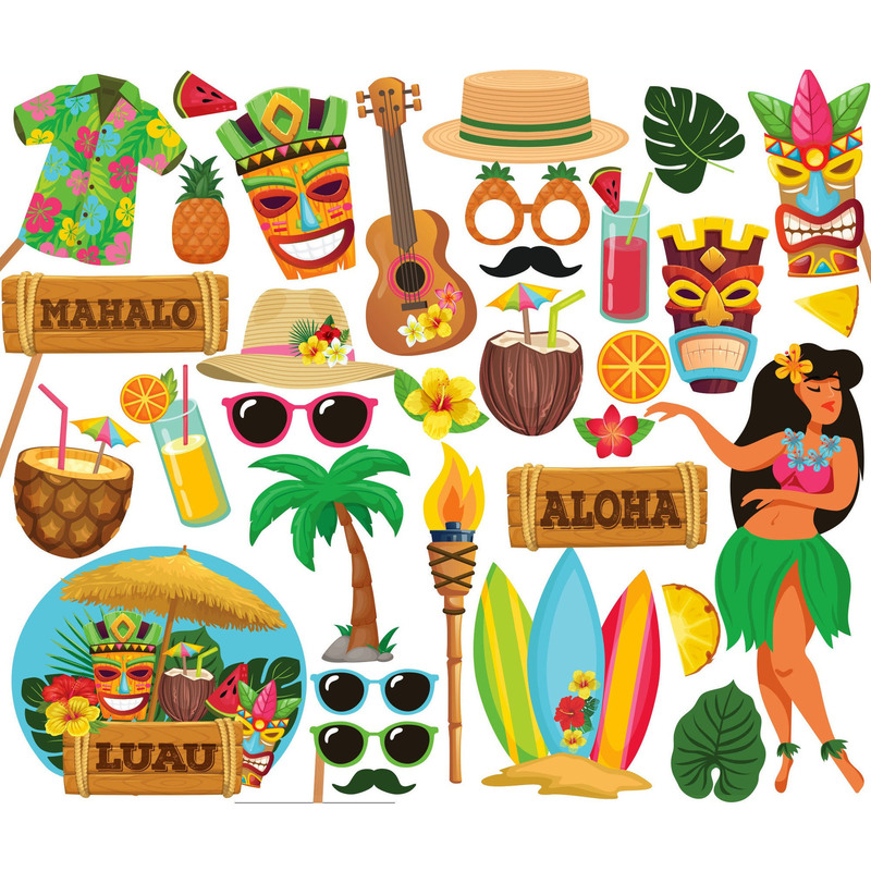 Luau Hawaiian Tropical Tiki Party Props Signature Photo Booth Set Summer Pool Party