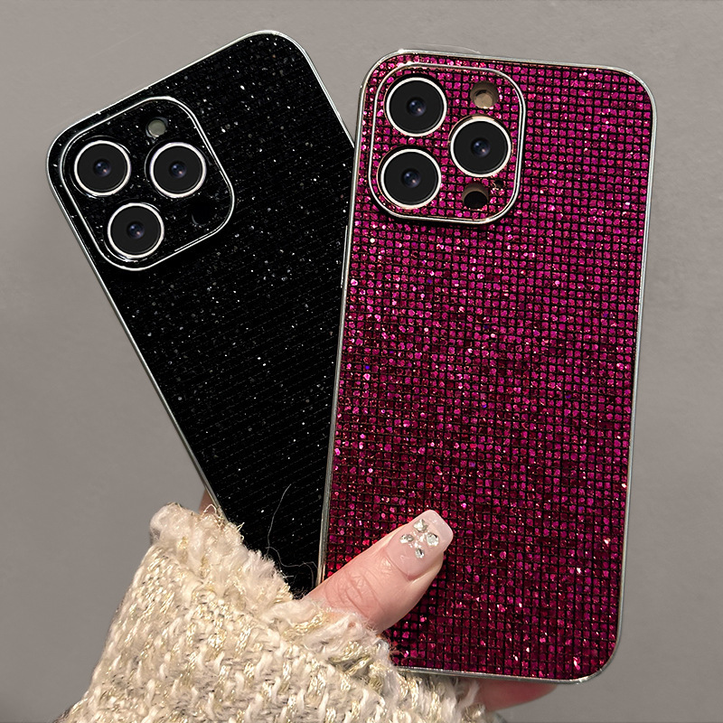 Suitable for Apple 16Promax Mobile Phone Case Iphone14 Accessible Luxury High-End Sense 15 Electroplated Flash Diamond 13 Small Fragrance 12
