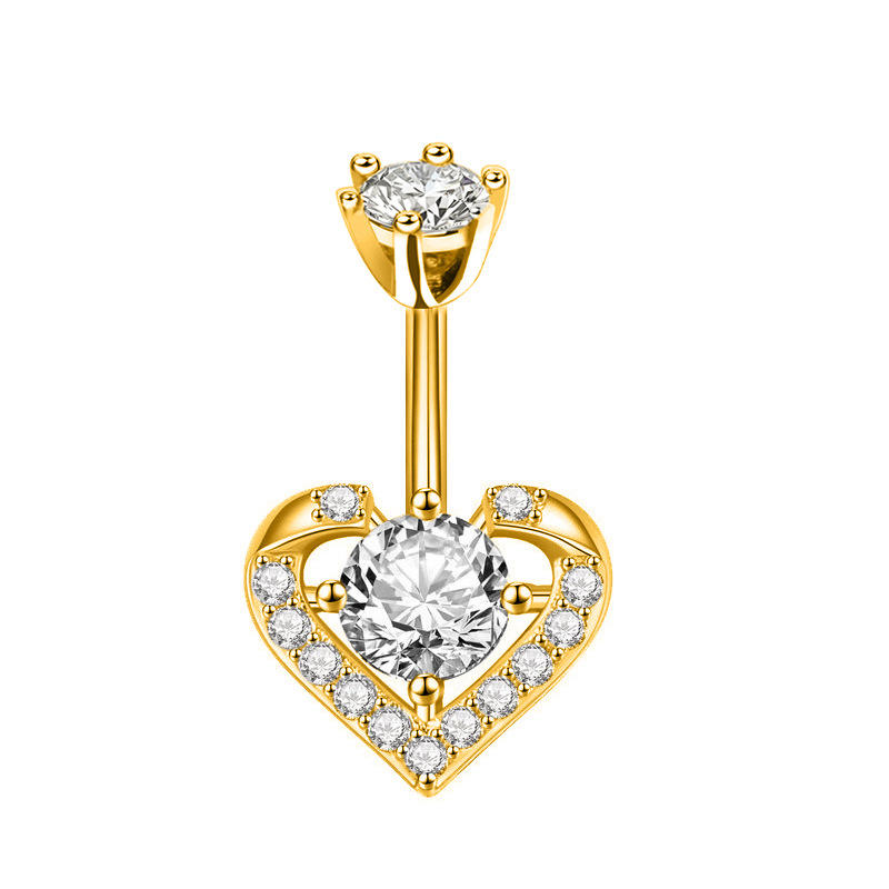 Belly Button Ring Mit Zirkonia Herz-anhänger Piercing Schmuck_voghion.com