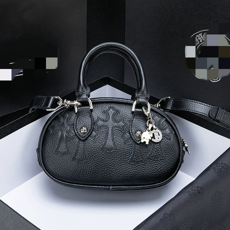 Genuine Leather Chrome Hearts Style Women's Handbag New Commuter Versatile Bowling Bag Crossbody Shoulder Bag Niche Design - Thumbnail 2