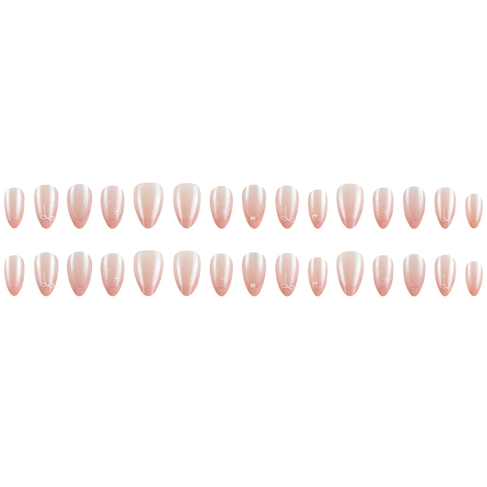 30 piezas de uñas cortas de venta caliente, lazo simple, uñas francesas, uñas europeas y americanas, uñas de diamantes puros image 6