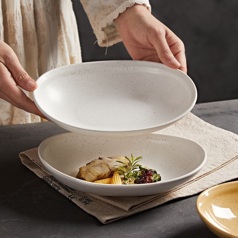 High-Temperature Underglaze Sesame Glaze Tableware Ceramic Plate Household Dish Plate Oval-Shaped Western-Style Dessert Breakfast Plate Pastry High-Temperature Underglaze Sesame Glaze Tableware Ceramic Plate Household Dish Plate Oval-Shaped Western-Style Dessert Breakfast Plate Pastry