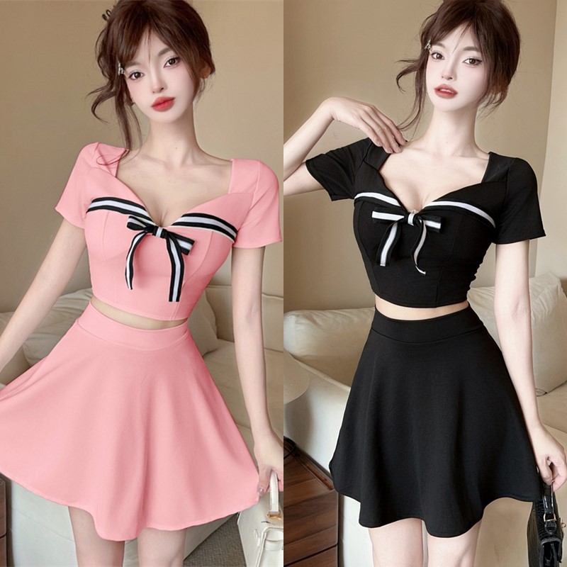 5545纯欲学院风连衣裙辣妹JK制服套装裙性感夜总会技师修身两件套