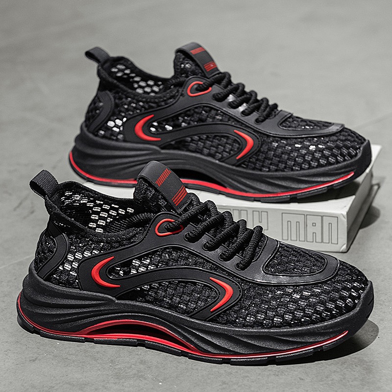 Zapatos deportivos casuales verano para hombres 2025 nuevos zapatos huecos de malla para hombres zapatos de malla grande para hombres aumentados en 45 tallas grandes