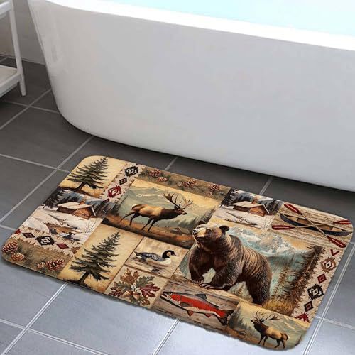 Alfombra de baño retro estadounidense transfronteriza absorción de agua de alta calidad alfombra de franela alfombra de suelo de ducha antisucia