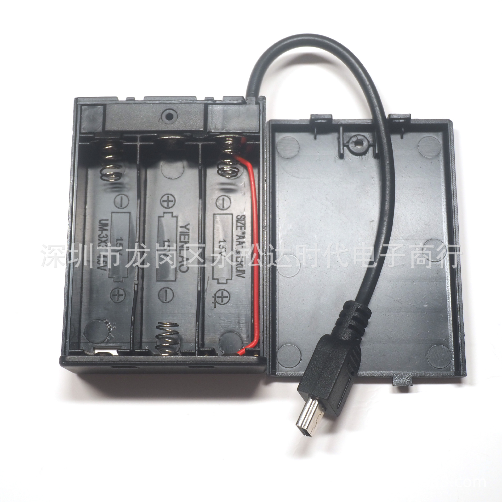 3节5号电池盒带盖带开关带mini usb接头micro2 4 6节7号电池盒AAA