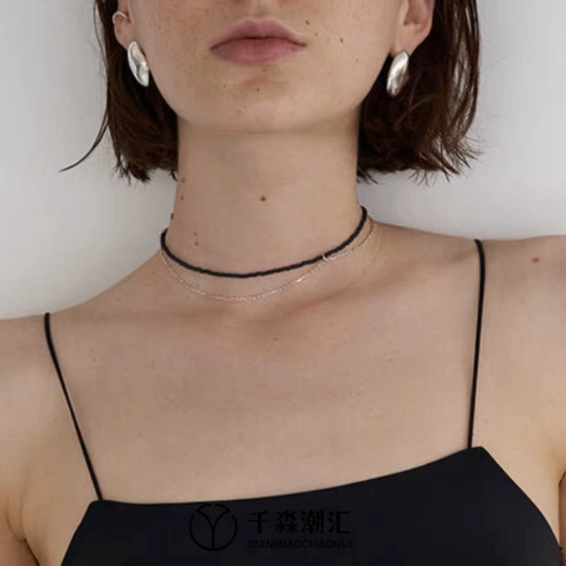Не выцветает S925 серебристо-черное шпинельное Колье женское цепочка на ключицу колье ожерелье минималистичное сладкое крутая ниша