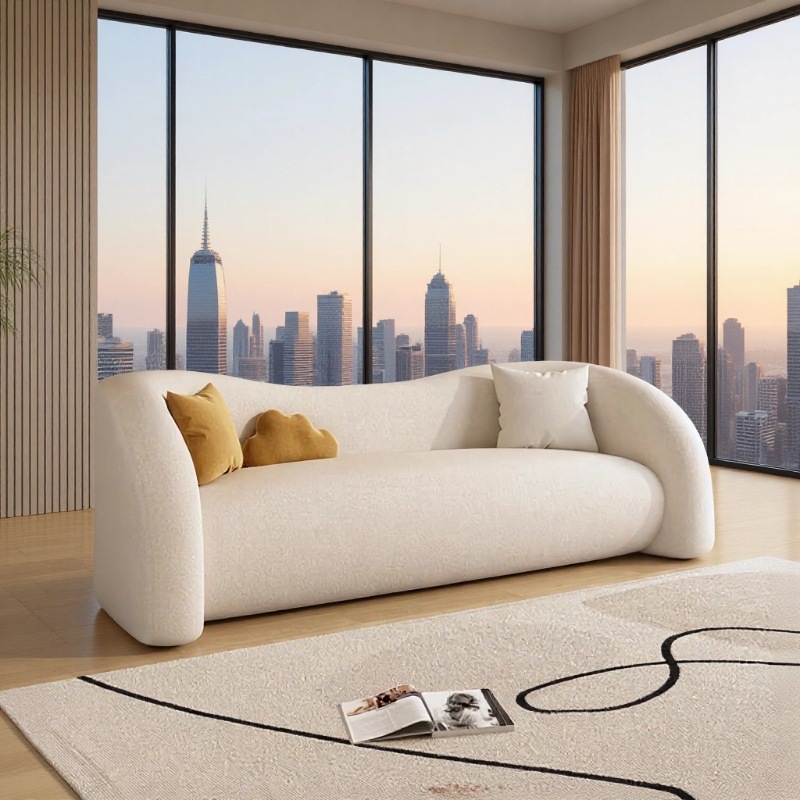 High-End Curved Sofa Design, Lazy Sofa, Beauty Salon Reception Area, Bedroom Living Room Fabric Sofa