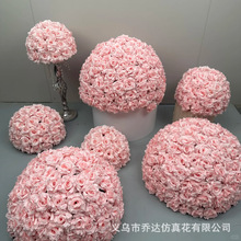仿真花球玫瑰圆形花球韩式婚礼婚庆背景装饰悬挂泡沫悬挂厂家直销