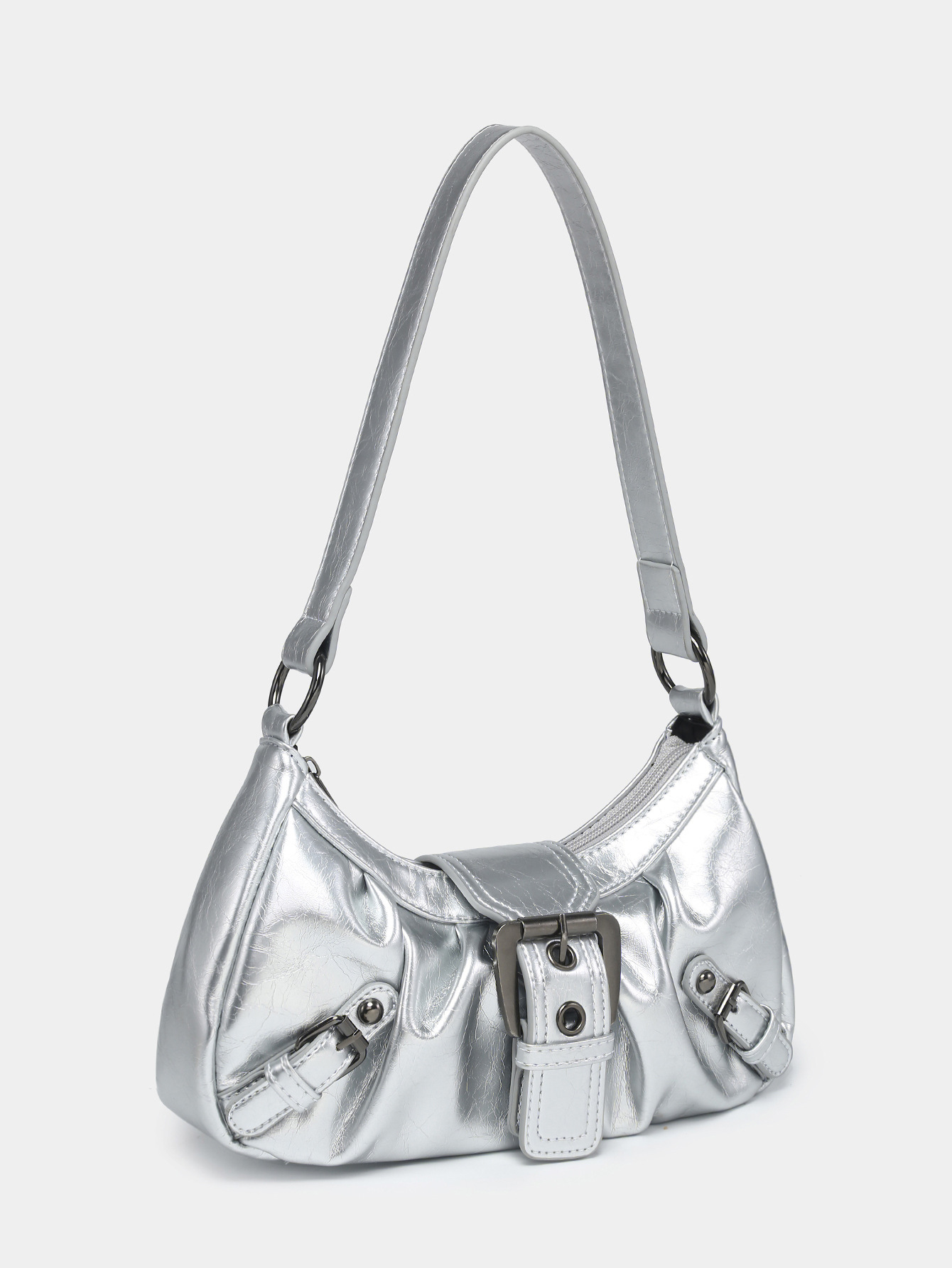 Pu Leather Material Women's Medium Pu Leather Solid Color Classic Style Square Zipper Underarm Bag