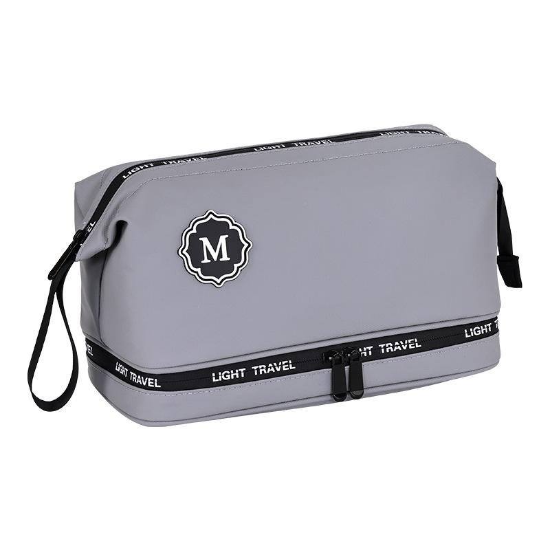 Nuevos productos de separación seca y húmeda película de cuero bolsa de higiene para hombres viaje de negocios bolsa de almacenamiento bolsa de maquillaje de alta calidad