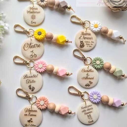 New Personalized Keychain Silicone Beaded Pendant Cartoon Daisy Bag Pendant Pendant Keychain Accessories
