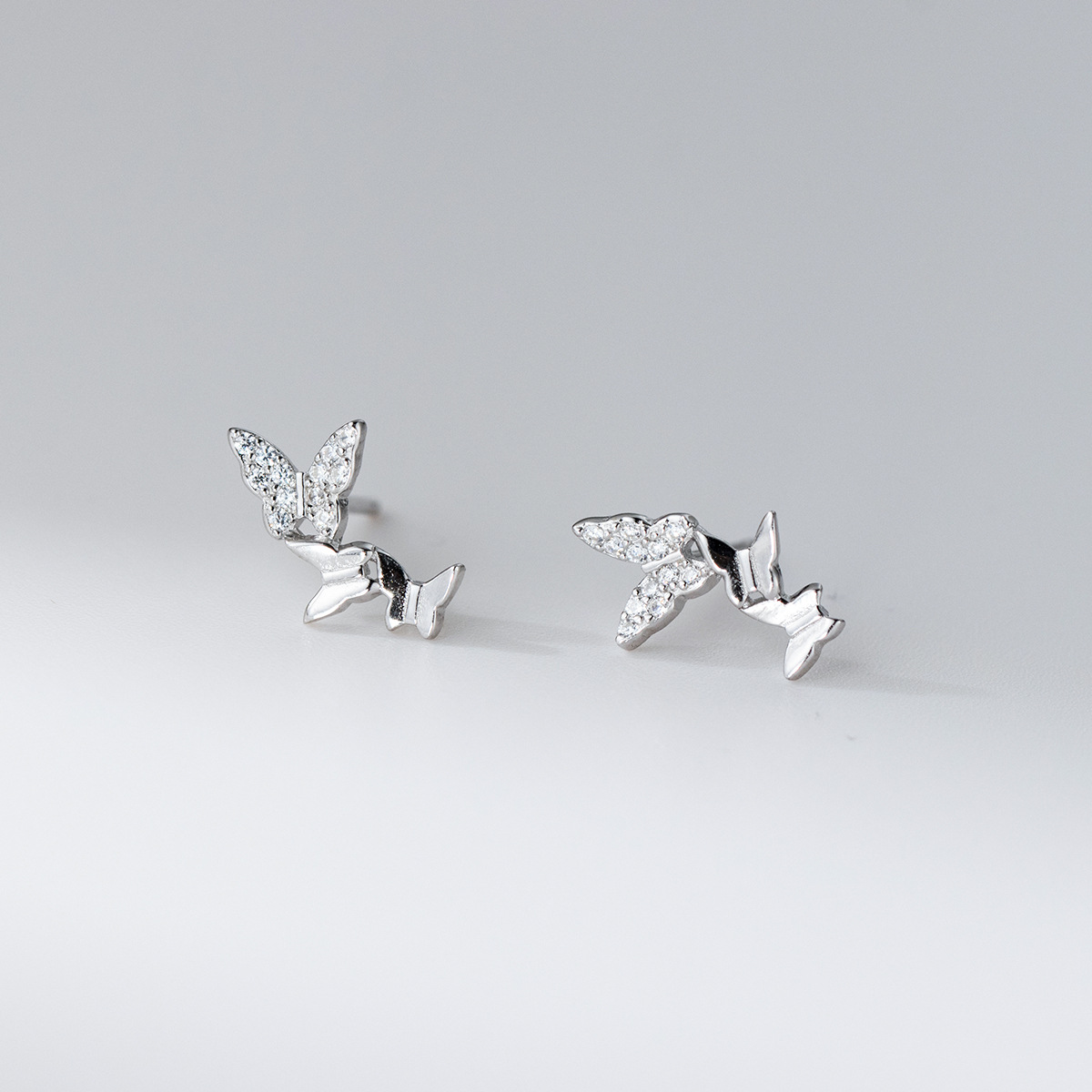 1 Pair 925 Sterling Silver Butterfly Ear Studs display picture 3