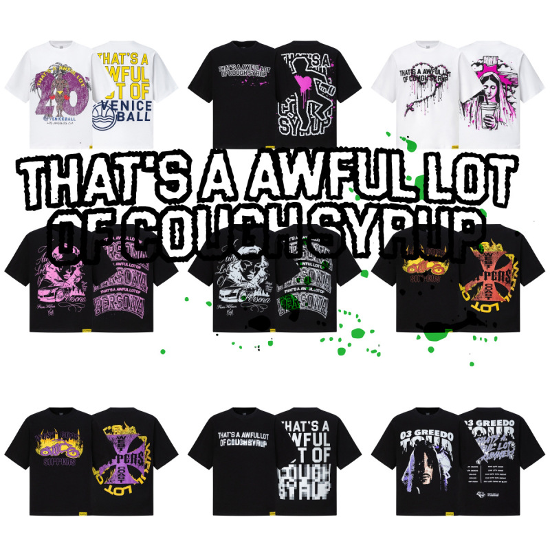 That's a Awful Lot of Cough Syrup American Fashion 280g Pure Cotton Short-Sleeved T-Shirt for Men and Women Couples That's a Awful Lot of Cough Syrup American Fashion 280g Pure Cotton Short-Sleeved T-Shirt for Men and Women Couples