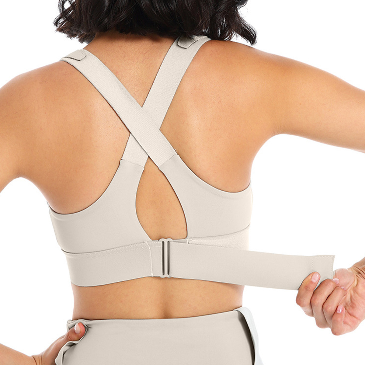 Ropa interior deportiva transfronteriza Velcro ajustable trajes de yoga de alta resistencia chaleco de acondicionamiento físico cremallera delantera bra de yoga