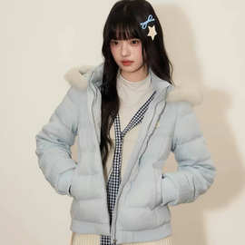 棉服女2026学院风甜美新款韩版宽松连帽面包服小个子棉衣短款外套