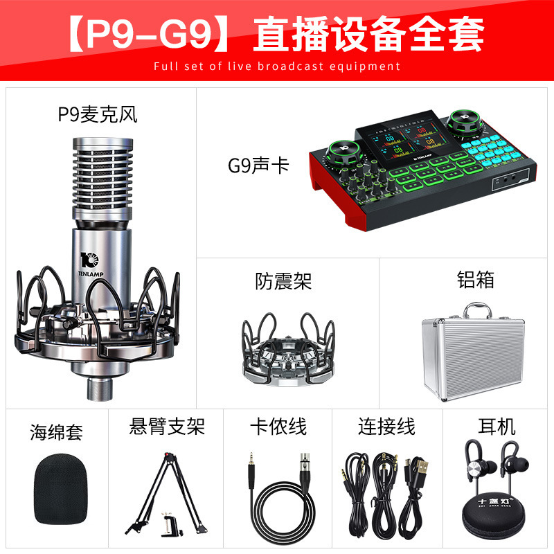 十灯G9サウンドカード歌唱専用ライブ配信機器一式、スマホ抖音K歌プロ仕様録音マイク|undefined