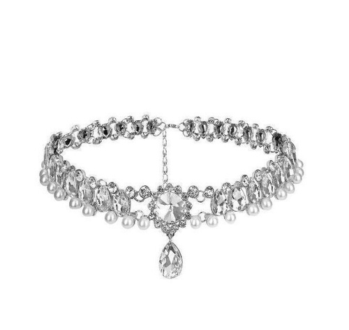 Baroque pearl necklace women's light luxury niche high-end rhinestone necklace bride wedding dress celebrity clavicle chain