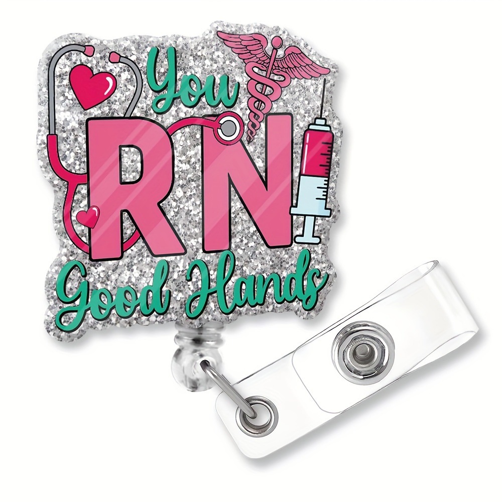 Acrylic Nurse Badge Reel with Swivel Alligator Clip 