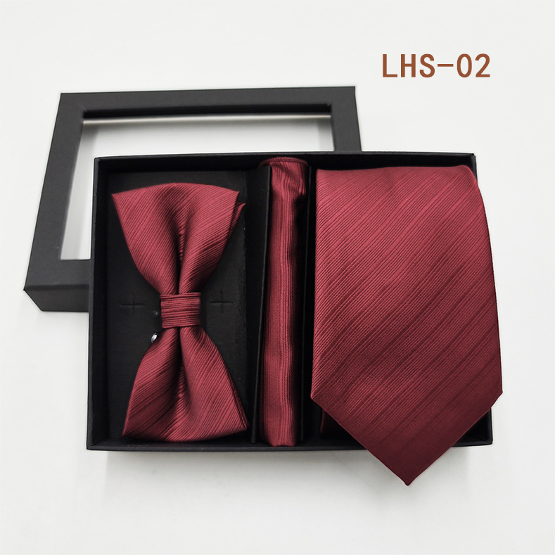 Set di tre pezzi di papillon, fazzoletto e accessori per abito da uomo formale da sposo, confezione regalo_voghion.com