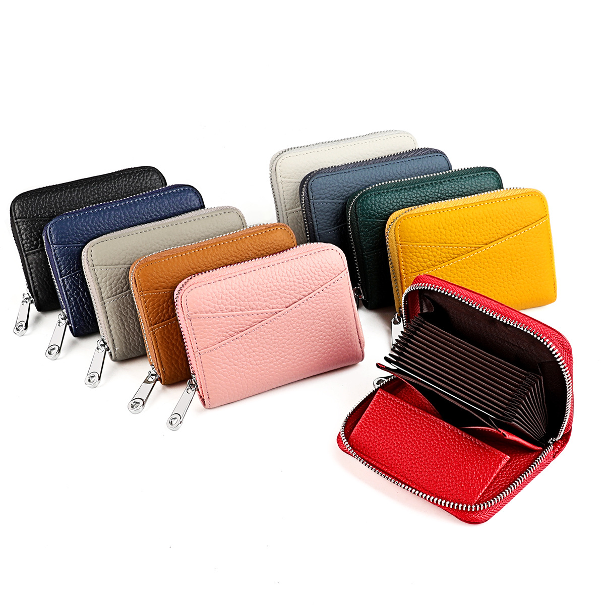 style bag with multiple slots, accorion car holer, zipper, coin purse, men's women's wallet, Japanese an Korean_voghion.com