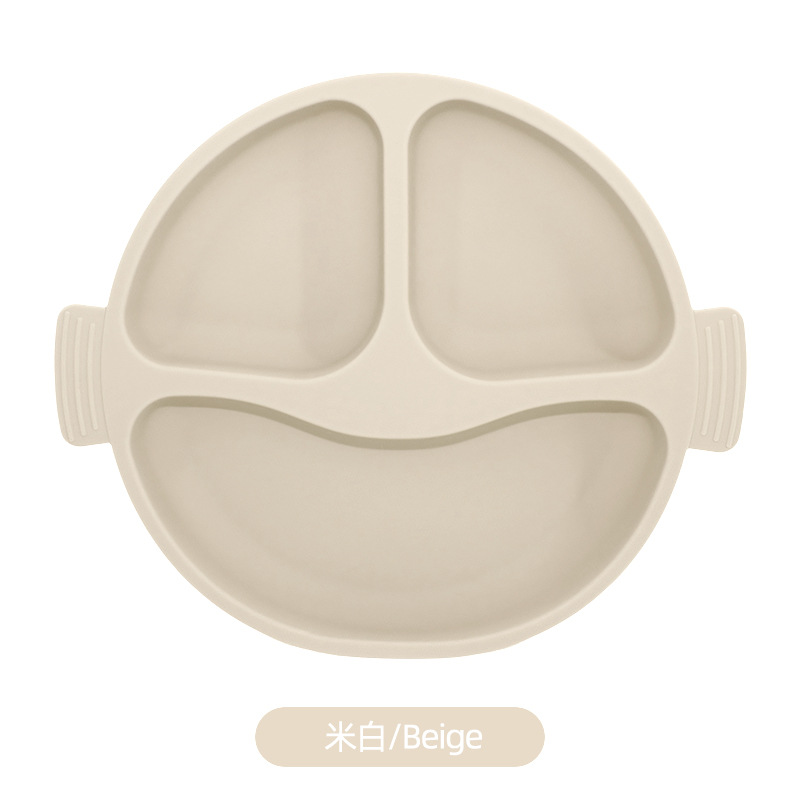 Transfronterizos de plato de silicona para niños set de platos de comedor de alimentos suplementarios para bebés plato de comedor de grados sonrientes con ventosa cubiertos