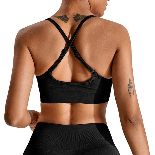 New European and American-style backless yoga wear for women: seamless, quick-drying outdoor sports bra and snug-fit fitness/yoga vest