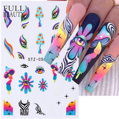 Cross-border new nail sticker with Ins cartoon magic eye mushroom rainbow star adhesive nail sticker nail