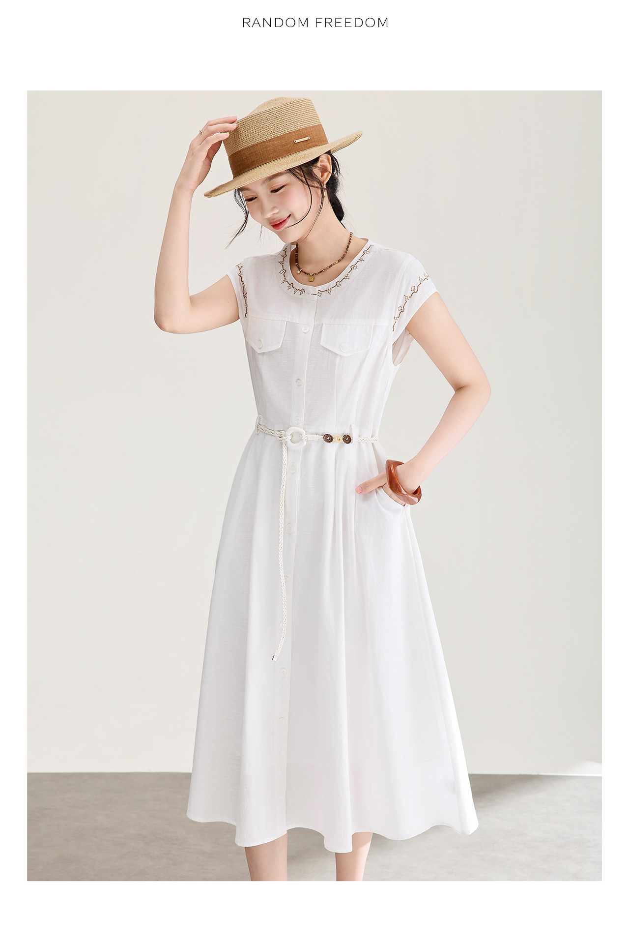 Đầm maxi nữ thắt eo chất liệu tơ tằm phối ren thêu hoa, dáng suông nhẹ, tay ngắn — màu sắc chi tiết 15