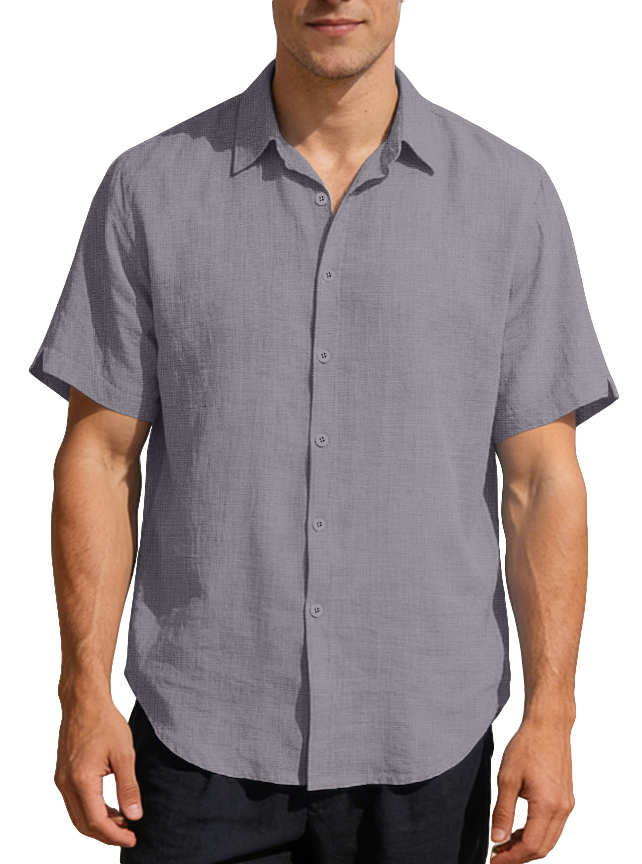 Nuevas camisas transfronterizas europeas y americanas Amazon para hombres de verano nuevas camisas de solapa de color sólido de moda casual camiseta de manga corta para hombres
