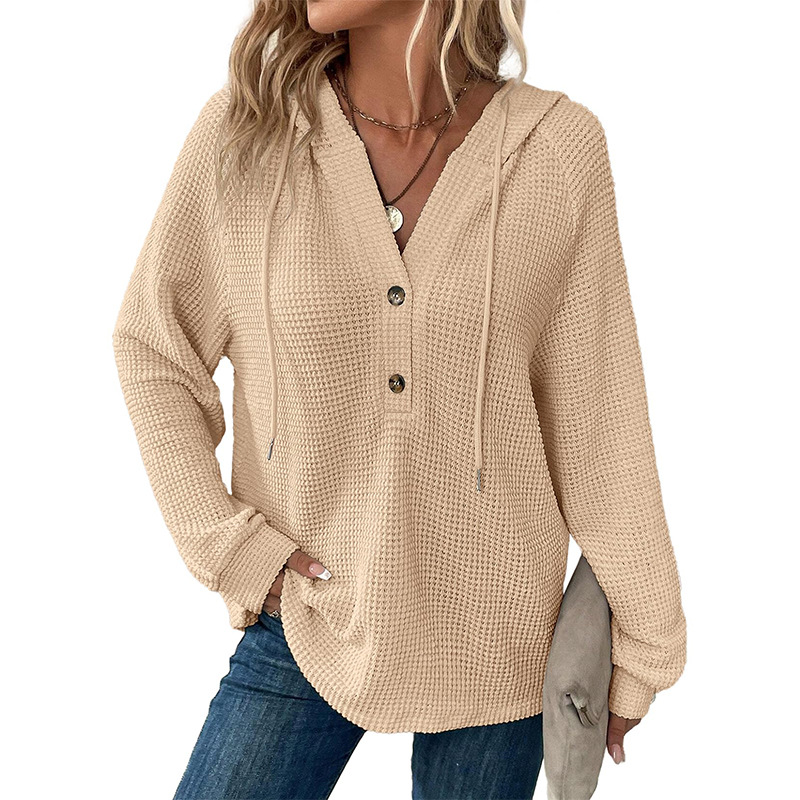 (Cross-border trading), long-sleeve, knitted sweater, knitted dress, hoody, custom-made, V-neckline, drawstring 5