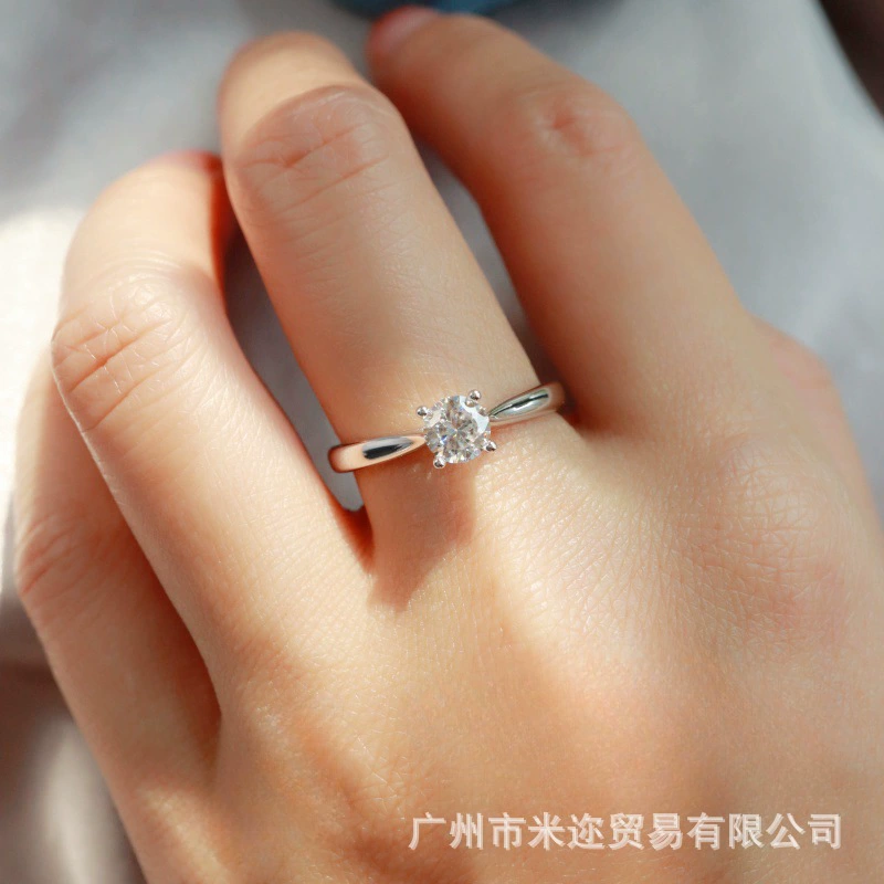 Выращивание бриллиантов 18K Platinum 30 очков 1 карат четыре коготь свадебный бриллиант кольцо S925 модная женщина-синтетический бриллиант