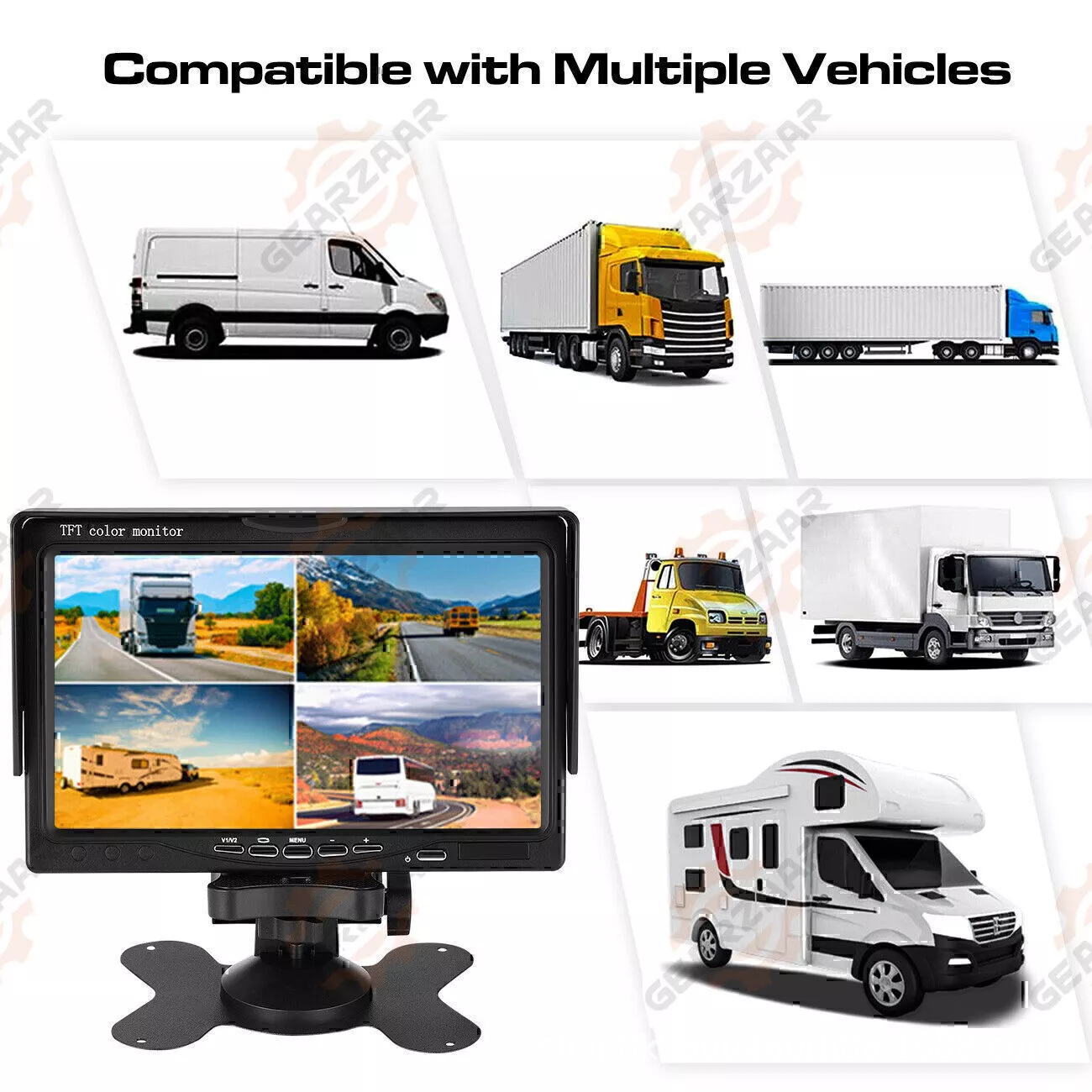 7-inch HD car monitor harvester two-way monitoring truck two-way video input reversing image