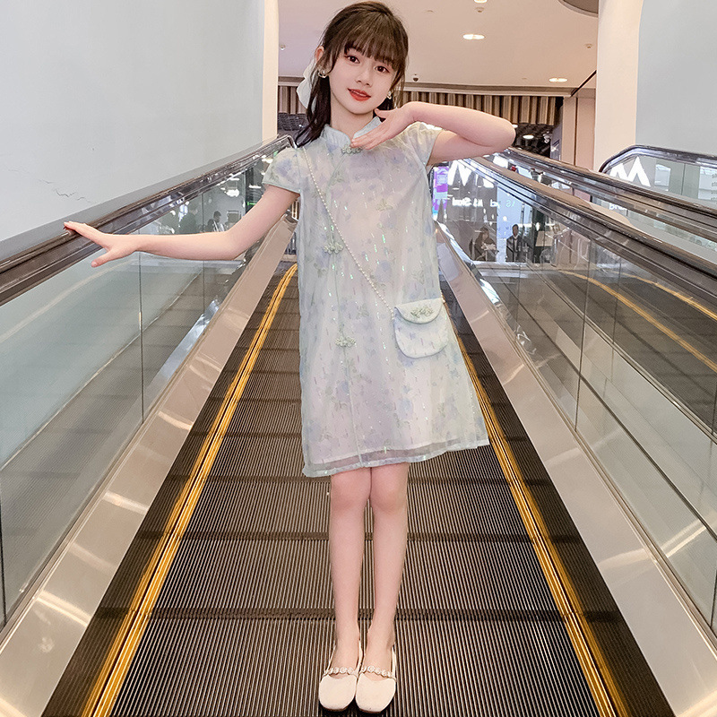 女童旗袍连衣裙夏装2025新款儿童汉服中国风女孩裙子夏季洋气薄款|undefined