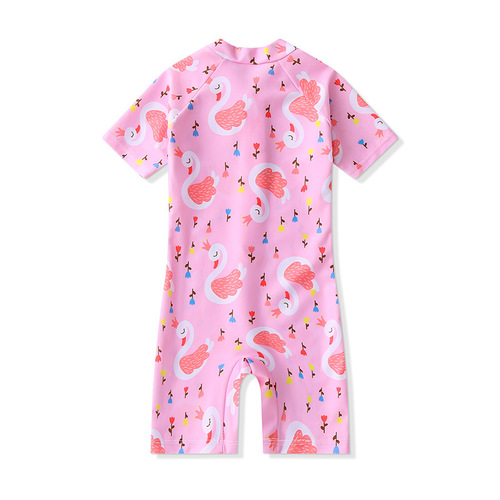Children's swimwear new one-piece surfing suit long-sleeved small, medium and large children's baby boys and girls cute baby print sun protection