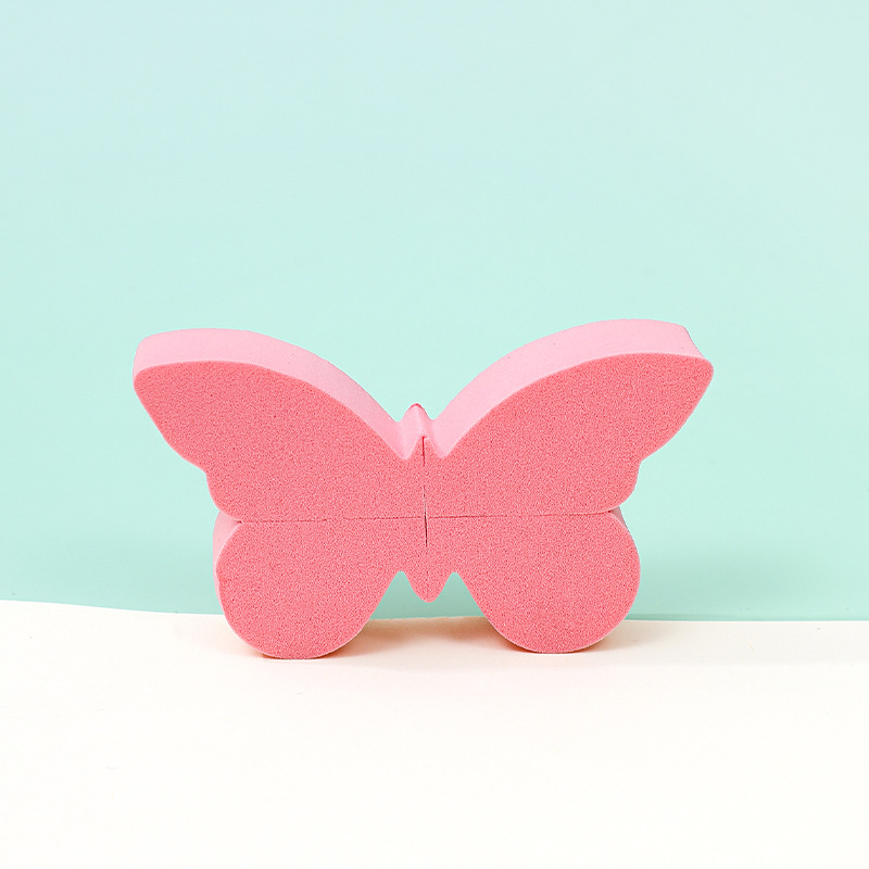 Polvo plano no de látex personalizado almohadilla de aire doble color mariposa polvo herramientas de maquillaje de belleza huevo esponja polvo de polvo