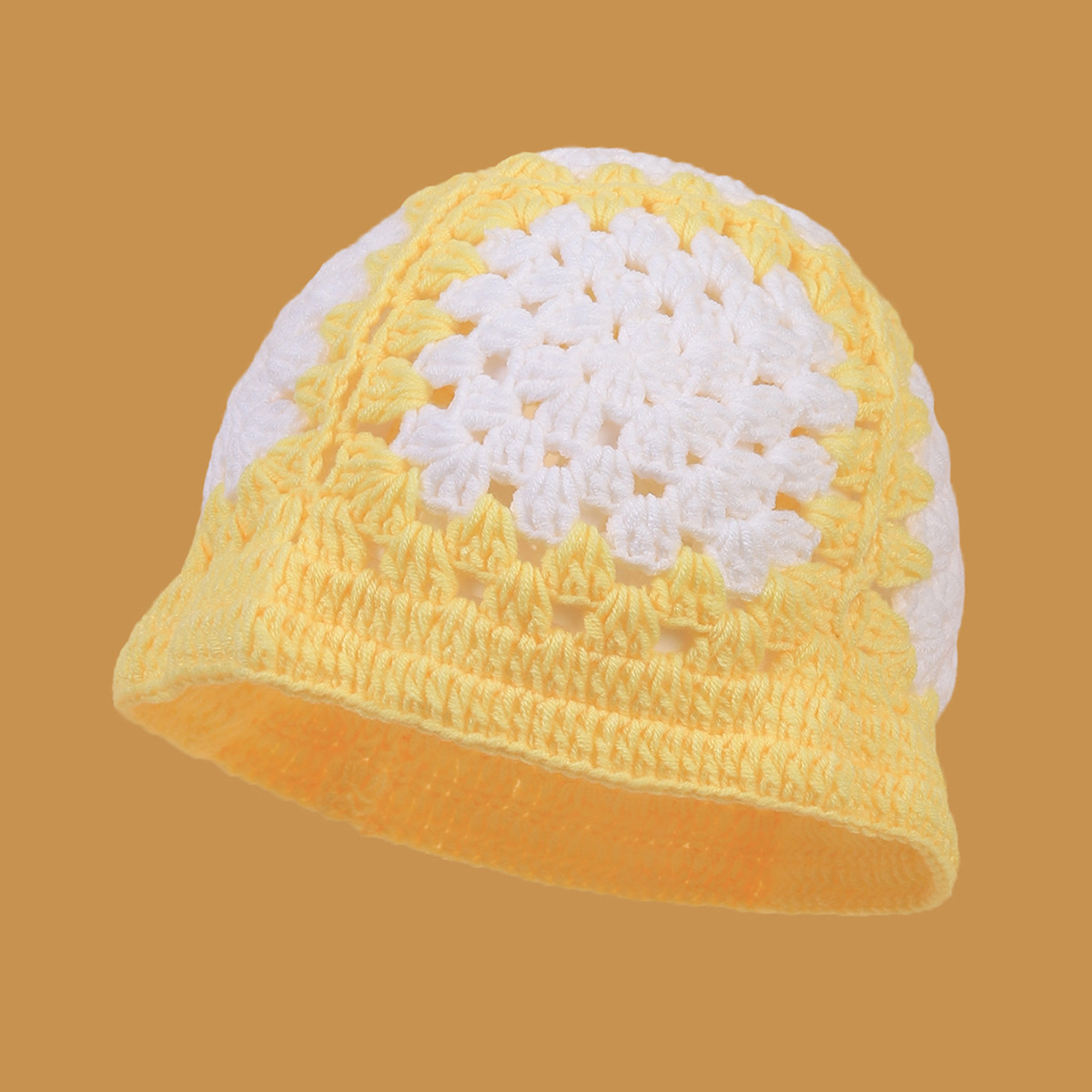 Cappello invernale in lana retrò con fiore cavo lavorato a maglia fatto a mano, cappello versatile dolce da donna autunno e inverno_voghion.com