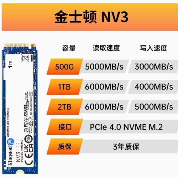 For Kingston SSD NV 2 500G/1T/2T NV3 Desktop Computer diy Notebook SSD
