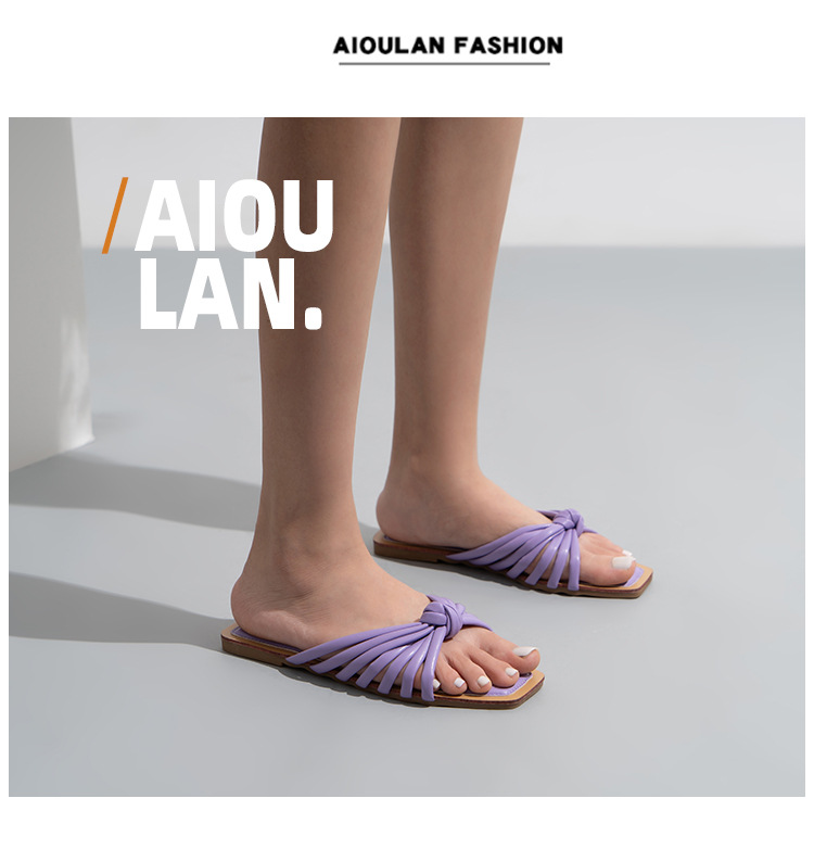 Tek Kelime Örgülü Düz Sandalet Ve Terlik Yaz Modası Hollow Beach Terlik_voghion.com