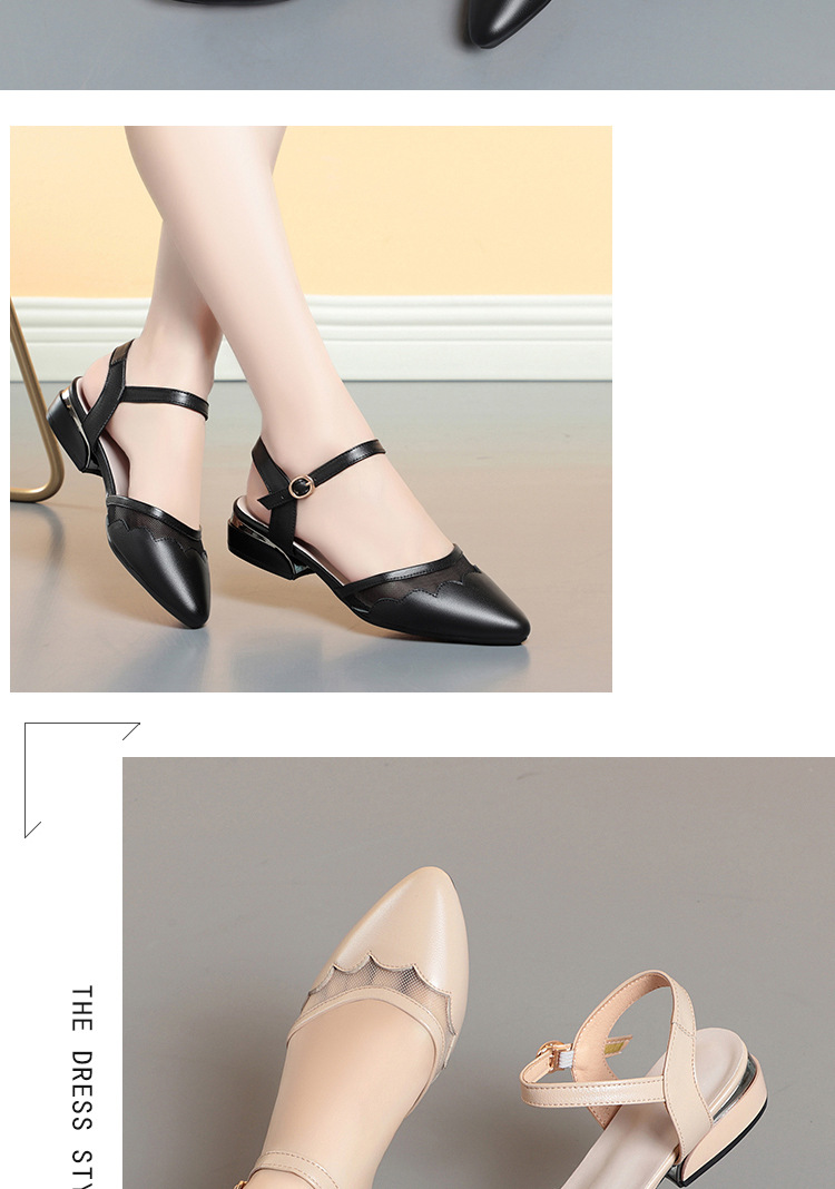 Sandal nữ quai ngang đế thô mùa hè dễ phối — Màu đen chi tiết 12