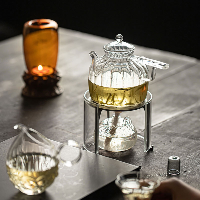 耐热玻璃酒精灯煮茶花茶壶加热烧水保温茶器底座煮茶器酒精茶炉