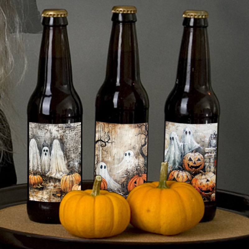 Nueva etiqueta de botella de vino de decoración de fiesta de vacaciones de Halloween europea y americana