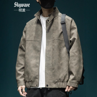 American Style Riding Motorcycle PU Leather Jacket Men's Autumn Casual Loose Jacket Men's New Vintage Leather