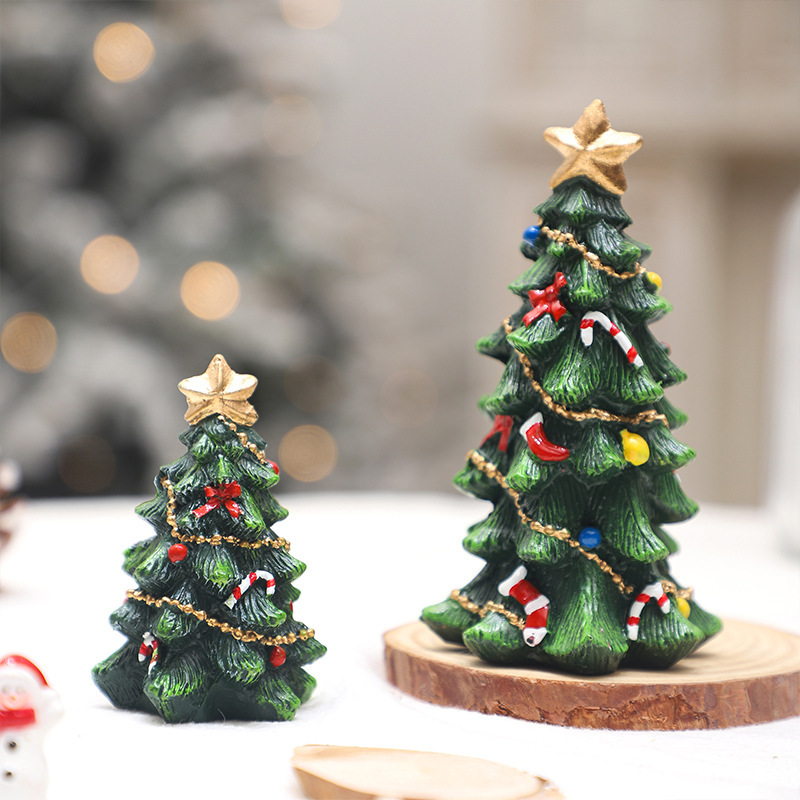 越境新品クリスマス装飾品insヨーロッパ風樹脂ミニクリスマスツリー置物テーブルパーティー装飾|undefined